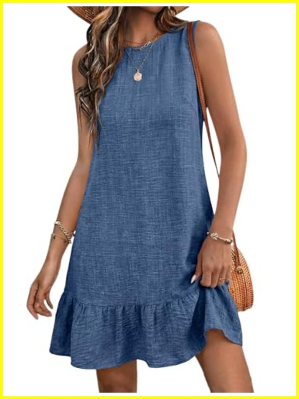 Women's Tie Back Sleeveless Tank Mini Beach Sundress 100% Polyester